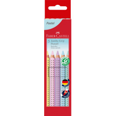 Faber-Castell 110991 - Set de crayons de couleur Jumbo Grip Pastel, 5 pièces, triangulaires, incassables, crayons de couleur pou