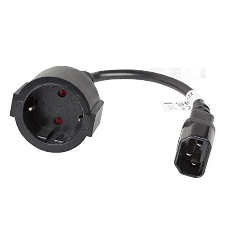 Lanberg Rallonge de câble d'alimentation CA-C14E-10CC-0018-BK « Iec 320 C14 » - Noir - 0,2 m