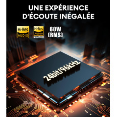 Edifier D32 Enceinte Sans Fil de Table, Audio HR, LDAC, ALAC, 60W (RMS), Arch. Acoust. 2.1, 11 h d'Autonomie, Contrôle via App, 
