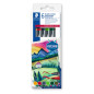 STAEDTLER 3001-6 feutres double pointe de coloriage aquarellables assortis - Pointe pinceau 1-6 mm - Pointe fine 0,5-0,8 mm - Ed STAEDTLER 3001-6 feutres double pointe de coloriage aquarellables assortis - Pointe pinceau 1-6 mm - Pointe fine 0,5-0,8 mm - Ed