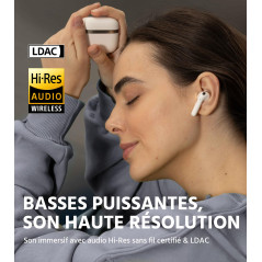 Edifier W260NC Écouteur Suppression Bruit Active 45 DB, Son Haute Résolution sans Fil LDAC, AAC, 6 Mics IA pour Appels Ultra-Cla