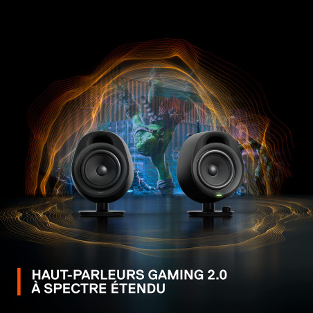 SteelSeries Arena 3 - Enceintes gaming 2.0 à gamme complète - Audio immersif - Commandes sur le haut-parleur - Haut-parleurs 4 p