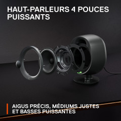 SteelSeries Arena 3 - Enceintes gaming 2.0 à gamme complète - Audio immersif - Commandes sur le haut-parleur - Haut-parleurs 4 p