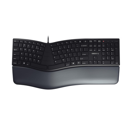 CHERRY KC 4500 ERGO, clavier ergonomique, Disposition EU (QWERTY), filaire, repose-poignet rembourré avec mousse à mémoire de fo