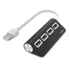 Hama Hub USB Garantie 10ans '00200119' (4 Ports USB 2.0, 480Mbit/s, Plug&Play, Idéal PC, Ordinateur Portable, Tablette, MacBook)