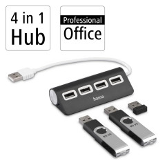 Hama Hub USB Garantie 10ans '00200119' (4 Ports USB 2.0, 480Mbit/s, Plug&Play, Idéal PC, Ordinateur Portable, Tablette, MacBook)