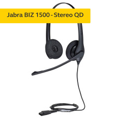 Jabra Biz 1500 Quick Disconnect On-Ear Stereo Headset - Corded Headphone with Noise-cancelling Microphone and Volume Spike Prote