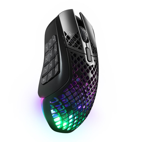 SteelSeries Aerox 9 Wireless - Souris MMO sans fil perforée - RGB - Ultra-légère et résistante à l’eau - 18 boutons - Bluetooth/