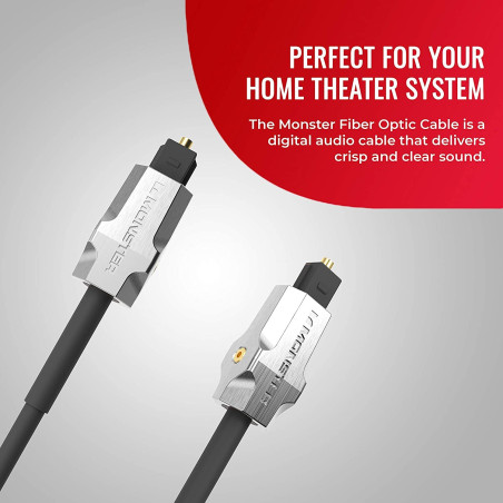 MONSTER M1000 Câble fibre optique 3 m, câble en fibre optique, son surround, câble audio numérique, transmission optimale du sig