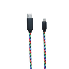 2GO Câble de données et de Charge Tricolor - avec éclairage LED Tricolore - 100 cm - Fiche en Aluminium - pour appareils Apple a