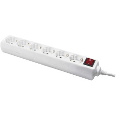 LogiLink LPS202 Multiprises Plug EU avec Commutateur On-Off 6 Prises + Câble 1,50 m Blanc