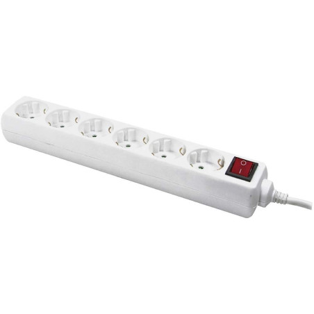 LogiLink LPS202 Multiprises Plug EU avec Commutateur On-Off 6 Prises + Câble 1,50 m Blanc