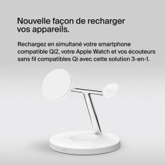 Belkin BoostCharge Pro Station de Recharge 3-en-1 avec Qi2, Recharge Rapide 15 W, Chargeur sans Fil pour Tous Les modèles de l'i