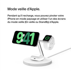 Belkin BoostCharge Pro Station de Recharge 3-en-1 avec Qi2, Recharge Rapide 15 W, Chargeur sans Fil pour Tous Les modèles de l'i