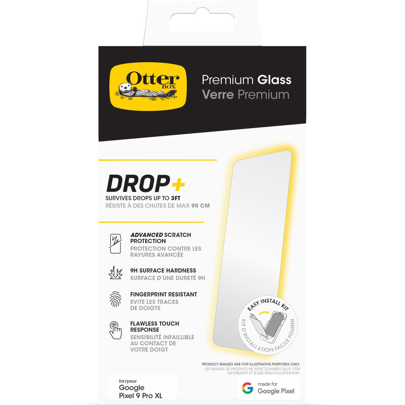 Protecteur d'écran OtterBox Premium Glass pour Google Pixel 9 Pro XL, Verre trempé, Protection avancée Anti-Rayures, résiste aux