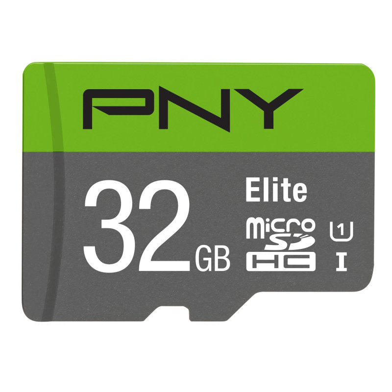 PNY Elite Carte Mémoire microSDHC 32 Go + Adaptateur SD, Vitesse de Lecture 100 Mo/s, Classe 10 UHS-I, U1 pour vidéo Full HD PNY Elite Carte Mémoire microSDHC 32 Go + Adaptateur SD, Vitesse de Lecture 100 Mo/s, Classe 10 UHS-I, U1 pour vidéo Full HD