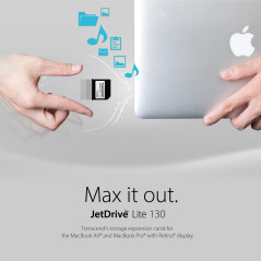 Transcend JetDrive Lite 130 Carte d'extension 512GB pour MacBook Air 13" (Fin 2010-2017) jusqu'à 95/55 MB/s - TS512GJDL130
