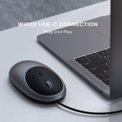 Satechi Souris Filaire C1 en Aluminium, Souris USB C Optique, Câble 1,5 m, DPI Ajustable, Élégante et Ergonomique pour MacBook A