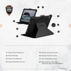 Urban Armor Gear Metropolis Étui de Protection pour Apple iPad 10.9 (10. Génération 2022) Coque [Apple Pencil Support, Automatiq