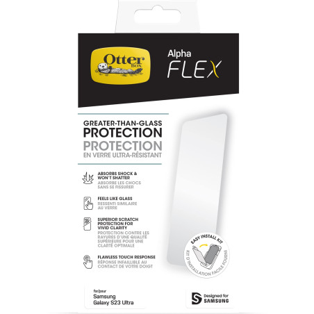 Protecteur d'écran OtterBox Alpha Flex pour Samsung Galaxy S23 Ultra, Protection ultra solide contre les fissures et les éclats,