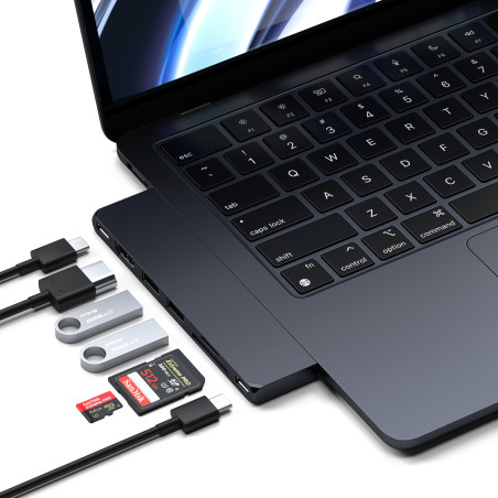 SATECHI 7 en 1 Hub Dual USB C Pro Slim USB4 avec 6K@60Hz 40Gbps, PD 100W, 2X USB-A et 1x USB-C à 10Gbps, HDMI 4K@60Hz, SD/MicroS