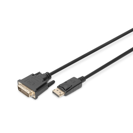 DIGITUS Câble Adaptateur DisplayPort - DP - DVI (24+1) - Full HD 1080p/60 Hz - Displayport 1.1a - 2m - avec Verrouillage - adapt