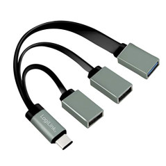 LogiLink UA0315 Hub USB-C (USB 3.1 Gen1 jusqu'à 5 Gbps) avec fiche Droite vers 2 Ports USB 2.0 (Typ