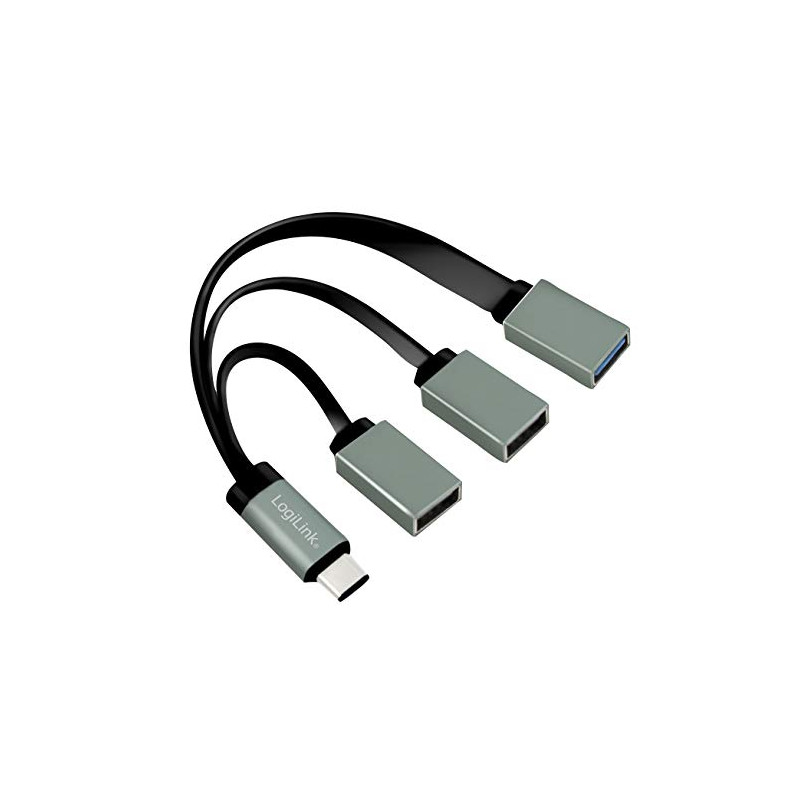 LogiLink UA0315 Hub USB-C (USB 3.1 Gen1 jusqu'à 5 Gbps) avec fiche Droite vers 2 Ports USB 2.0 (Typ