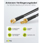 Goobay 51678 Câble d'extension d'antenne WLAN, RP SMA mâle sur RP SMA femelle, noir / doré, 5m