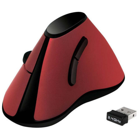 LogiLink ID0159 Souris Ergonomique sans Fil Radio Optique Noir, Rouge 5 Boutons 1200 dpi Ergonomique