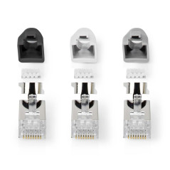 Connecteur RJ45 - RJ45 Pass Through - FTP Solide/toroné CAT7 - Droit - Plaqué Or - 10 pièces - PVC - Blanc/Gris/Noir - Boîte
