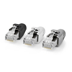 Connecteur RJ45 - RJ45 Pass Through - FTP Solide/toroné CAT7 - Droit - Plaqué Or - 10 pièces - PVC - Blanc/Gris/Noir - Boîte