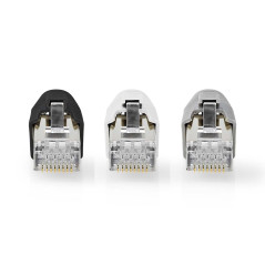 Connecteur RJ45 - RJ45 Pass Through - FTP Solide/toroné CAT7 - Droit - Plaqué Or - 10 pièces - PVC - Blanc/Gris/Noir - Boîte