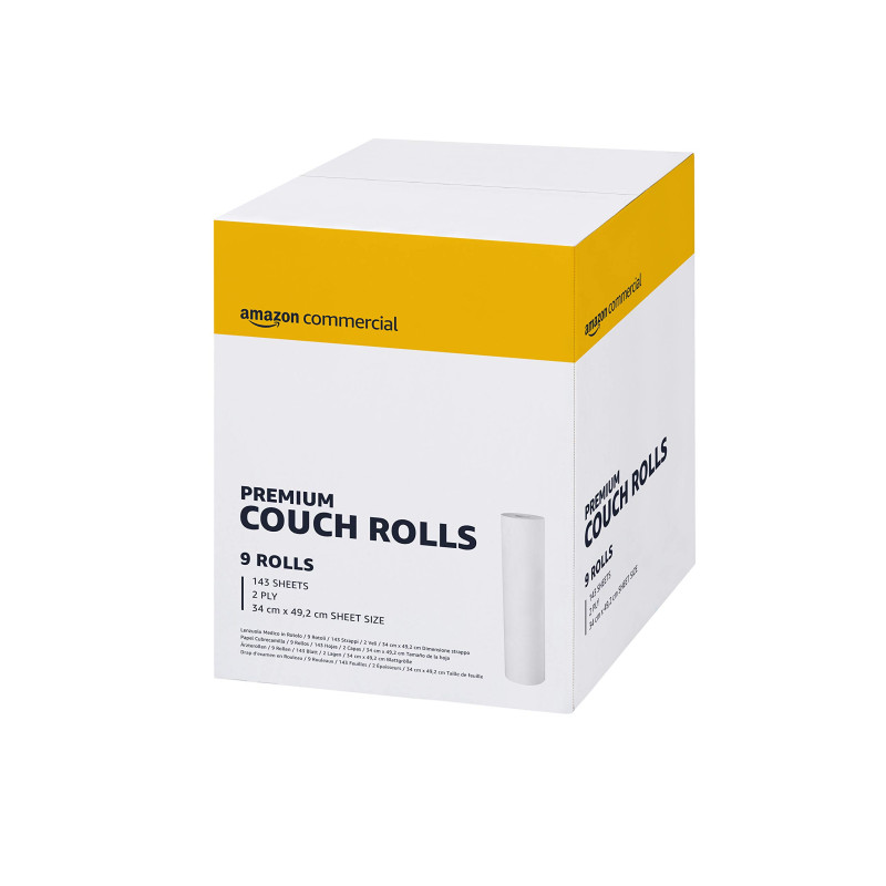 AmazonCommercial Rouleaux Draps d'Examen Rectangulaire, Table de Massage, 2 Epaisseurs Premium, 9 Rouleaux (1 paquet), 50 Mètres AmazonCommercial Rouleaux Draps d'Examen Rectangulaire, Table de Massage, 2 Epaisseurs Premium, 9 Rouleaux (1 paquet), 50 Mètres