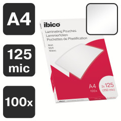 Ibico Pochettes de Plastification A4, 250 microns (2x125), Haute Protection et Durabilité des Documents, Paquet de 100, Finition