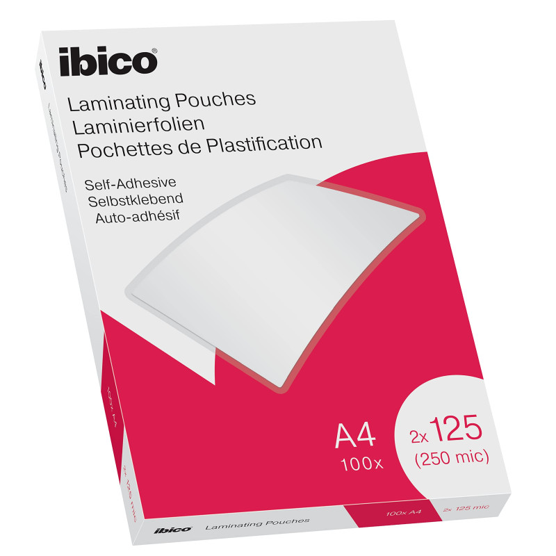 Ibico Pochettes de Plastification A4, 250 microns (2x125), Haute Protection et Durabilité des Documents, Auto-adhésif, Paquet de Ibico Pochettes de Plastification A4, 250 microns (2x125), Haute Protection et Durabilité des Documents, Auto-adhésif, Paquet de