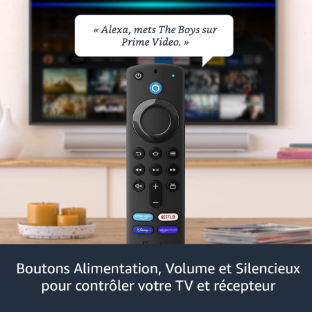 Fire TV Stick avec télécommande vocale Alexa (avec boutons de contrôle de la TV), Streaming HD