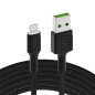 Green Cell Câble USB-A - Lightning 1.2m avec rétro-éclairage LED Chargeur Cable noir compatible pour Apple iPhone 14 13 12 11 SE Green Cell Câble USB-A - Lightning 1.2m avec rétro-éclairage LED Chargeur Cable noir compatible pour Apple iPhone 14 13 12 11 SE
