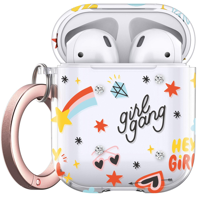 Keybudz Elevate Swarovski PodSkinz Coque pour AirPods 2 et 1 avec Cristaux Swarovski et Mousqueton en Or Rose (Girl Power) Keybudz Elevate Swarovski PodSkinz Coque pour AirPods 2 et 1 avec Cristaux Swarovski et Mousqueton en Or Rose (Girl Power)