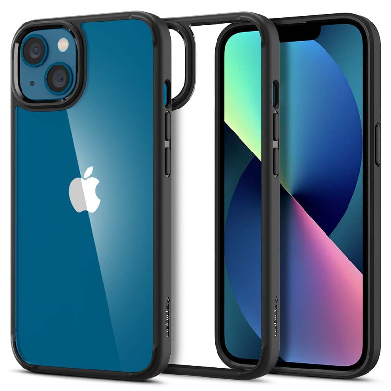 Spigen Ultra Hybrid Coque pour iPhone 13 [Anti-Jaunissement] - Noir Mat