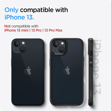 Spigen Ultra Hybrid Coque pour iPhone 13 [Anti-Jaunissement] - Noir Mat