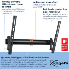 Vogel's TVM 3615 Support Mural TV inclinable pour téléviseurs 40-77 Pouces, Max. 35 kg, Support TV Max. VESA 600x400, Compatibil