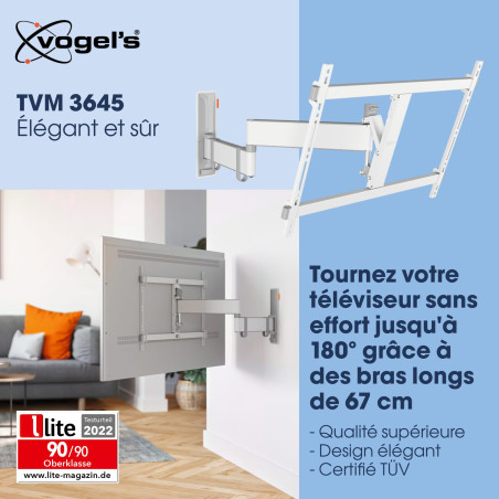 Vogel's TVM 3645 Support Mural pivotant pour TV 40-77" Max. 35 kg Pivotant jusqu'à 180° Full Motion TV Support VESA 600 x 400 Co