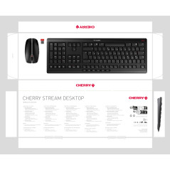 CHERRY Stream Desktop, Ensemble Clavier et Souris sans Fil, Disposition EU (QWERTY), Connexion Radio 2,4 GHz, Frappe silencieuse