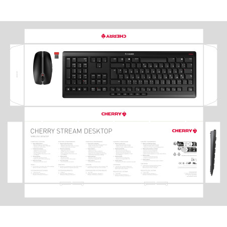 CHERRY Stream Desktop, Ensemble Clavier et Souris sans Fil, Disposition EU (QWERTY), Connexion Radio 2,4 GHz, Frappe silencieuse