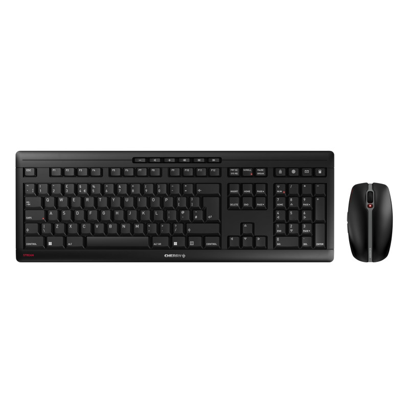 CHERRY Stream Desktop, Ensemble Clavier et Souris sans Fil, Disposition UK (QWERTY), Connexion Radio 2,4 GHz, Frappe silencieuse CHERRY Stream Desktop, Ensemble Clavier et Souris sans Fil, Disposition UK (QWERTY), Connexion Radio 2,4 GHz, Frappe silencieuse