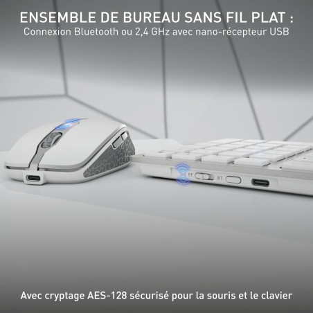 CHERRY DW 9100 Slim, Ensemble Clavier et Souris sans Fil, Disposition EU (QWERTY), Bluetooth et Radio 2,4 GHz, Touches silencieu