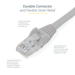 StarTech.com Câble réseau Cat6 Gigabit UTP sans crochet de 10 m - Cordon Ethernet RJ45 anti-accroc - M/M - Gris (N6PATC10MGR)