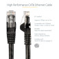 Cordon de raccordement UTP CAT6-1,5 m - sans Crochet - Câble Patch RJ45 - Fil en cuivre de 0,25 mm2 - Noir (N6PATC150CMBK) Cordon de raccordement UTP CAT6-1,5 m - sans Crochet - Câble Patch RJ45 - Fil en cuivre de 0,25 mm2 - Noir (N6PATC150CMBK)