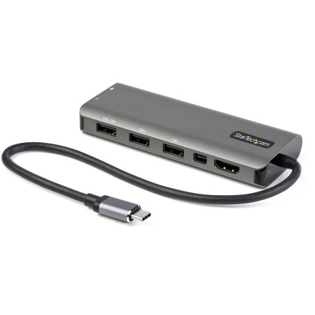 StarTech.com Adaptateur Multiports USB-C - USB-C vers HDMI ou Mini DisplayPort 4K 60Hz - Alimentation 100W PT - Hub USB 4 Ports